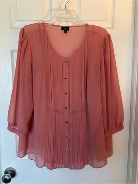 Talbots Dusty Rose Pleated Button-Front Blouse